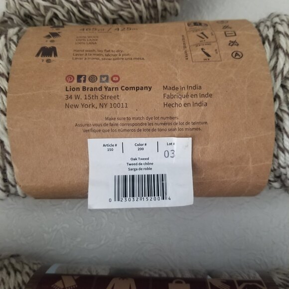 Lyon Brand Yarn Fishermans Wool  200 Oak Tweed Pure Virgin Wool Beige Brown - Picture 6 of 10